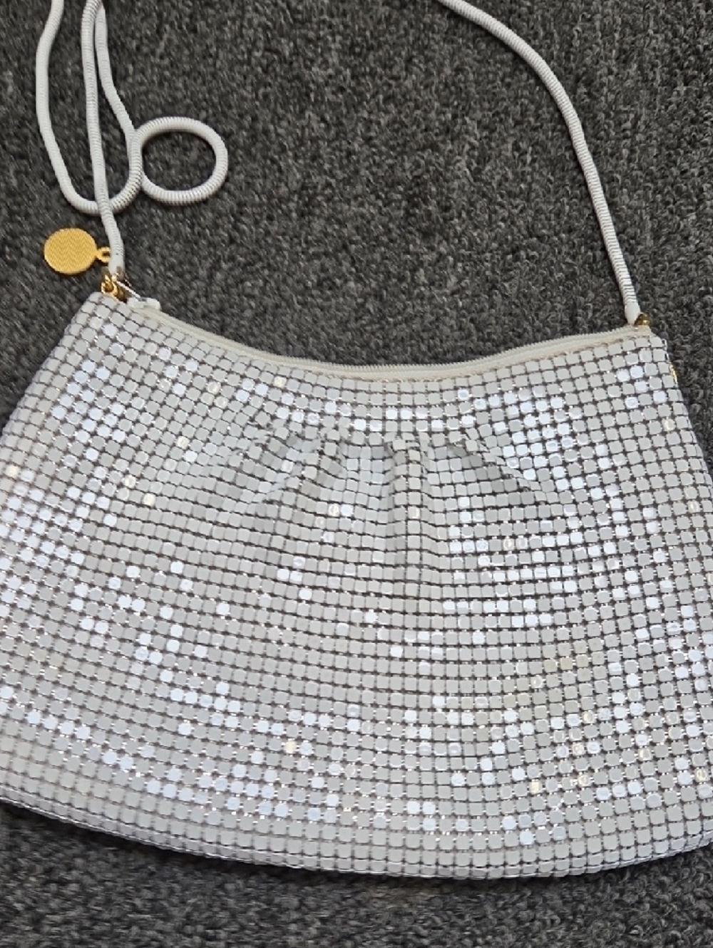 La Regale Silver-White Metal Mesh Crossbody Bag - Picture 8 of 10